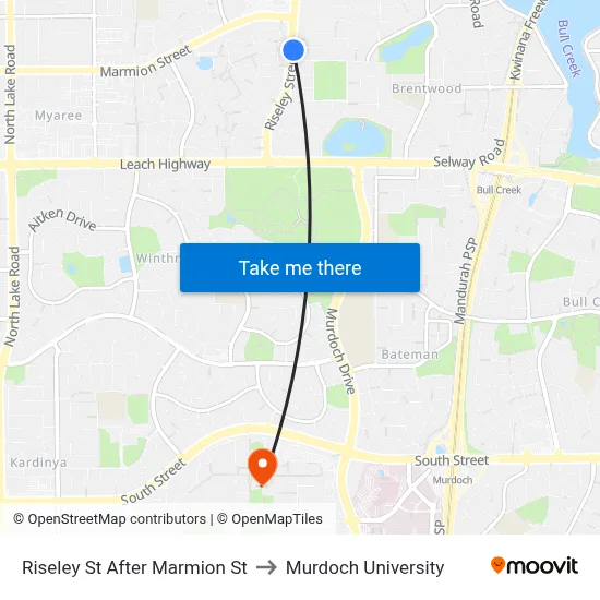 Riseley St After Marmion St to Murdoch University map