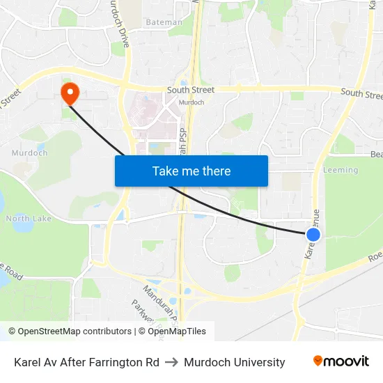 Karel Av After Farrington Rd to Murdoch University map