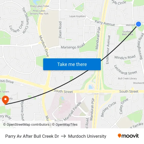 Parry Av After Bull Creek Dr to Murdoch University map
