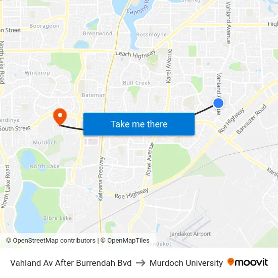 Vahland Av After Burrendah Bvd to Murdoch University map