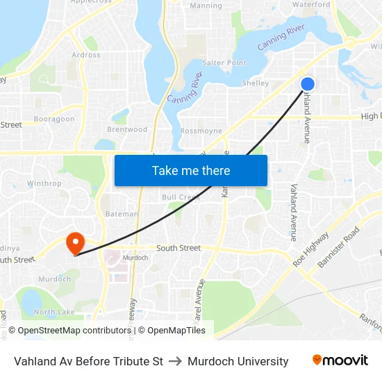 Vahland Av Before Tribute St to Murdoch University map