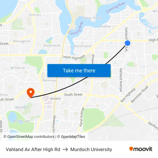 Vahland Av After High Rd to Murdoch University map