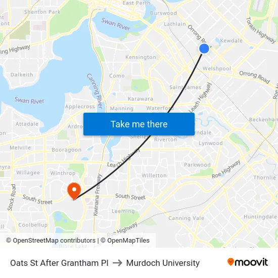 Oats St After Grantham Pl to Murdoch University map