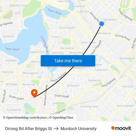 Orrong Rd After Briggs St to Murdoch University map