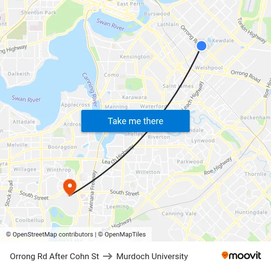Orrong Rd After Cohn St to Murdoch University map