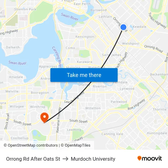 Orrong Rd After Oats St to Murdoch University map