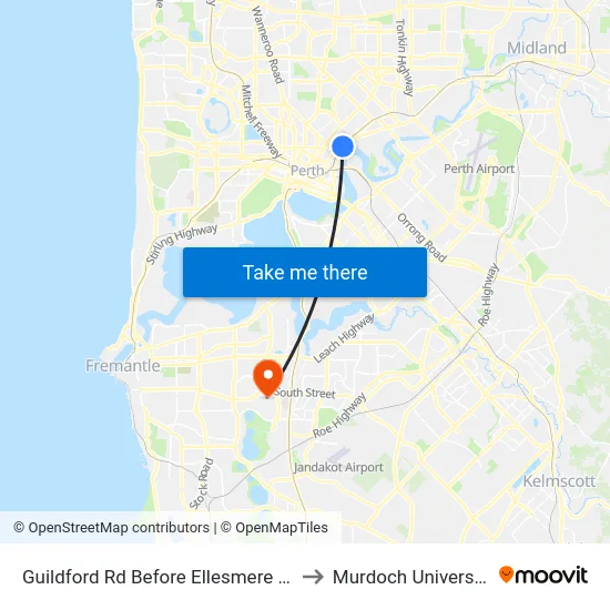 Guildford Rd Before Ellesmere Rd to Murdoch University map