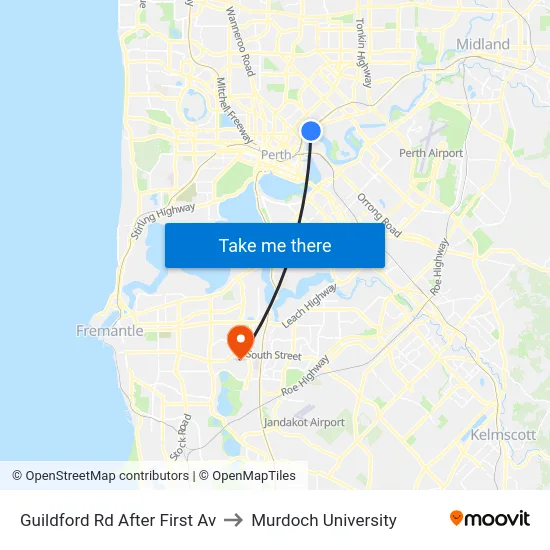 Guildford Rd After First Av to Murdoch University map