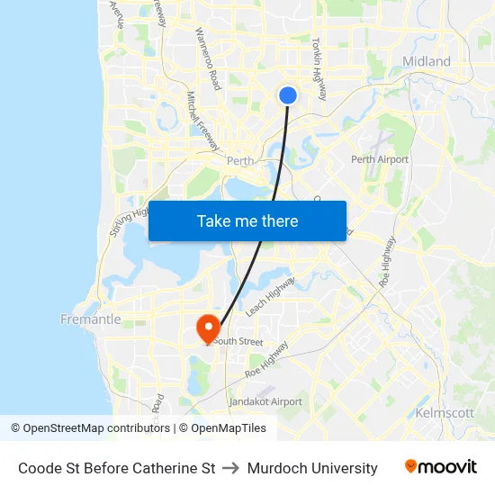 Coode St Before Catherine St to Murdoch University map