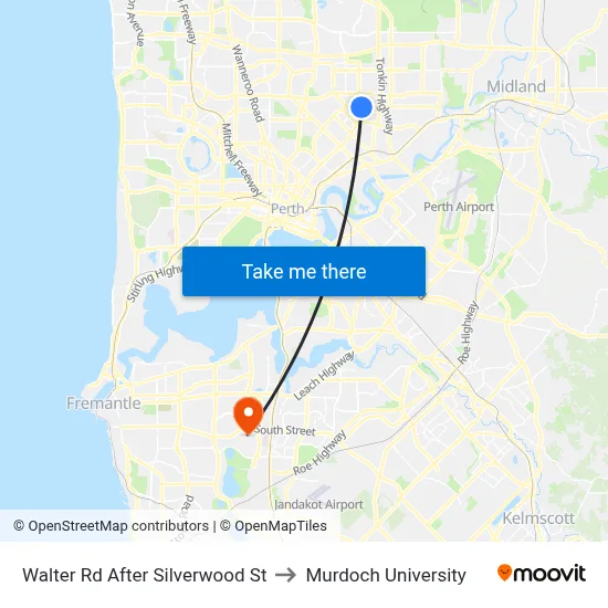 Walter Rd After Silverwood St to Murdoch University map