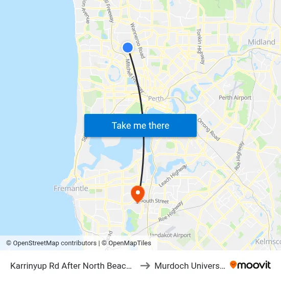 Karrinyup Rd After North Beach Dr to Murdoch University map