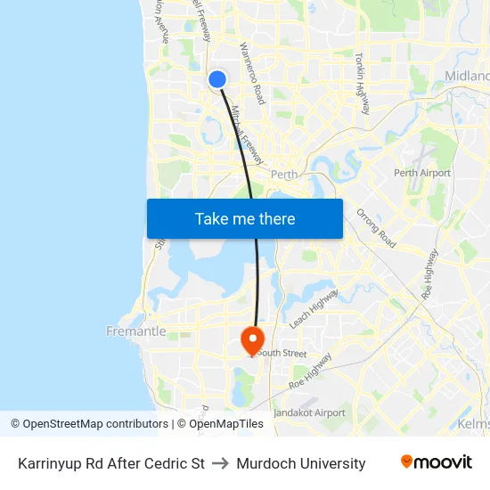 Karrinyup Rd After Cedric St to Murdoch University map