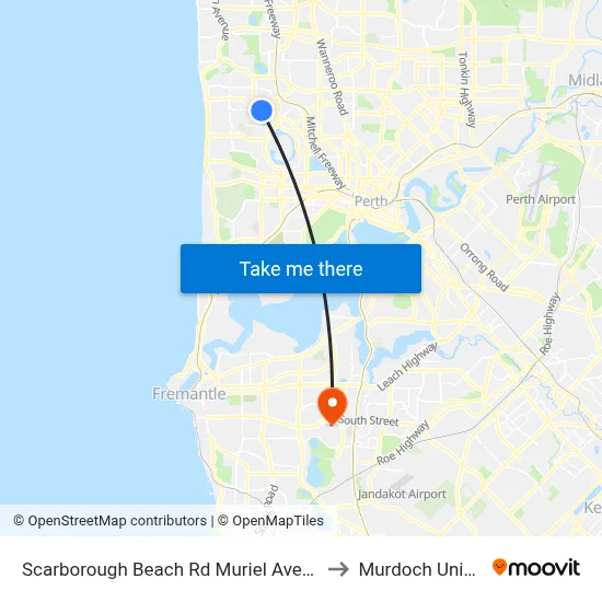 Scarborough Beach Rd Muriel Avenue Cat Id 8 to Murdoch University map