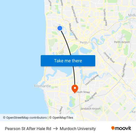 Pearson St After Hale Rd to Murdoch University map
