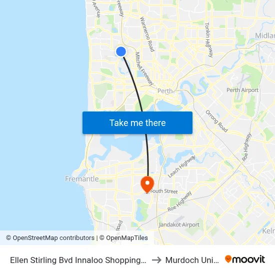Ellen Stirling Bvd Innaloo Shopping Ctr Cat Id 35 to Murdoch University map
