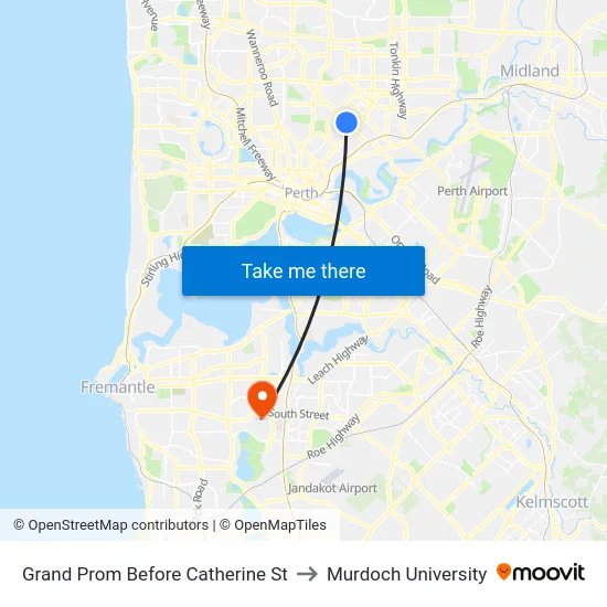 Grand Prom Before Catherine St to Murdoch University map