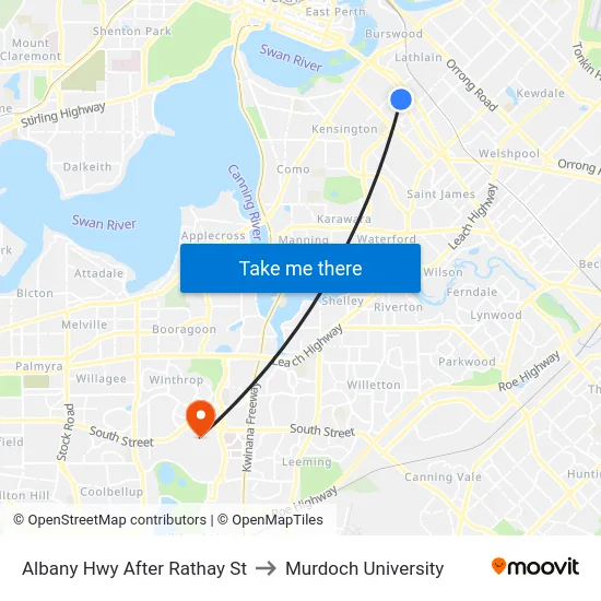 Albany Hwy After Rathay St to Murdoch University map
