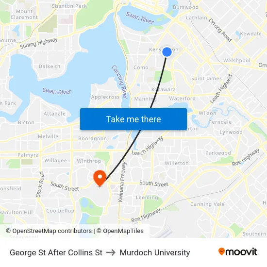 George St After Collins St to Murdoch University map