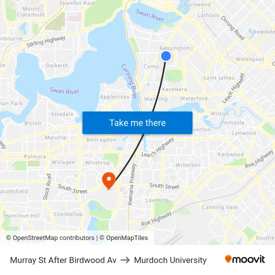Murray St After Birdwood Av to Murdoch University map