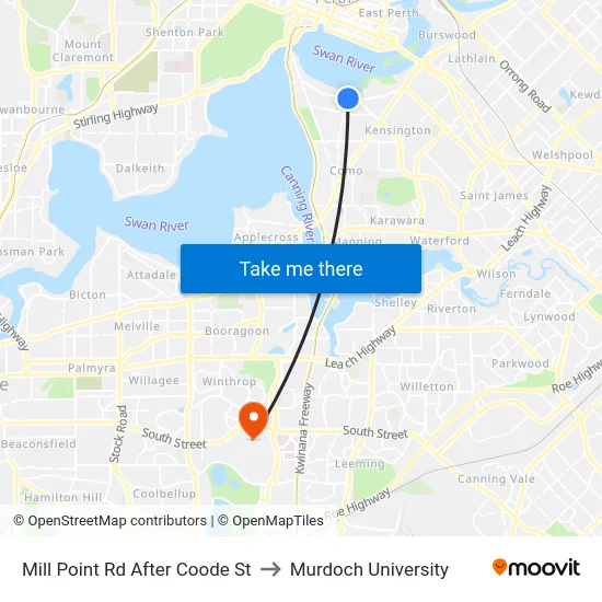 Mill Point Rd After Coode St to Murdoch University map