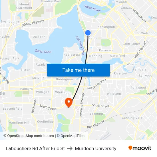 Labouchere Rd After Eric St to Murdoch University map