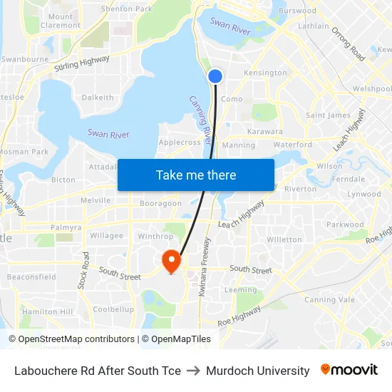 Labouchere Rd After South Tce to Murdoch University map