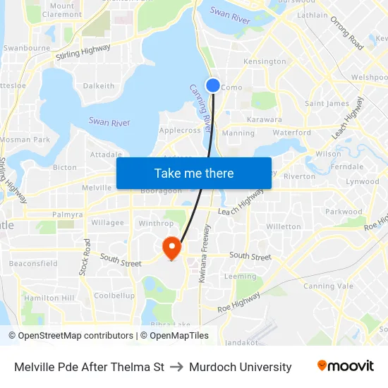 Melville Pde After Thelma St to Murdoch University map