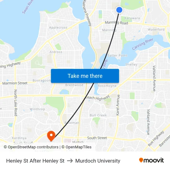 Henley St After Henley St to Murdoch University map