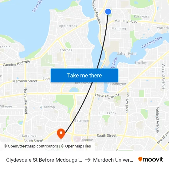 Clydesdale St Before Mcdougall St to Murdoch University map