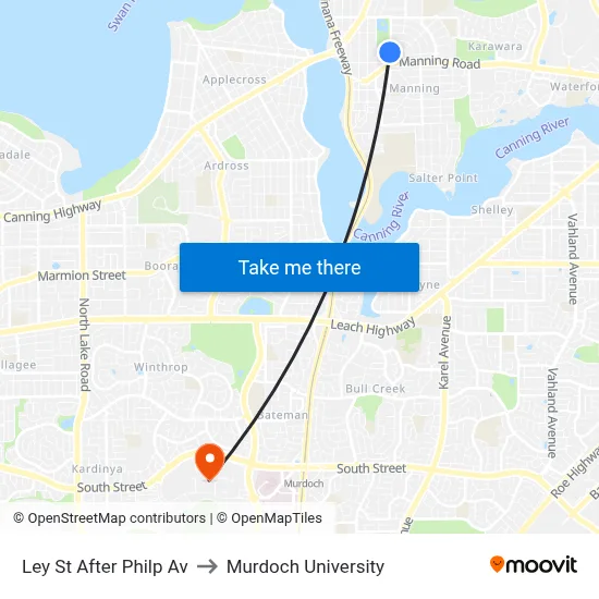 Ley St After Philp Av to Murdoch University map