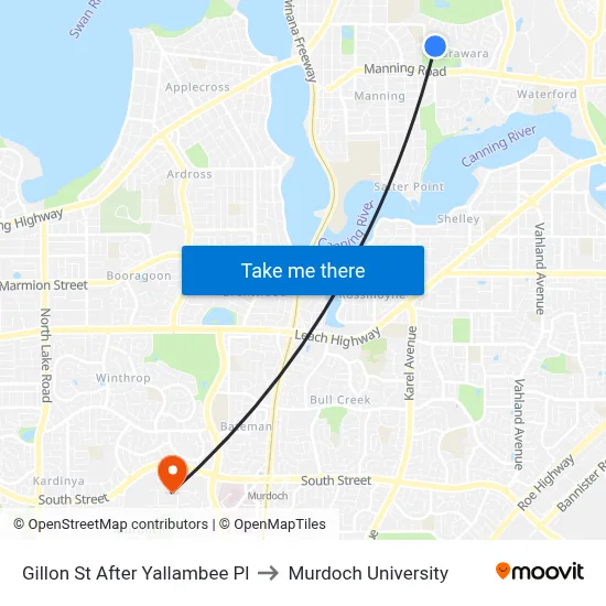 Gillon St After Yallambee Pl to Murdoch University map