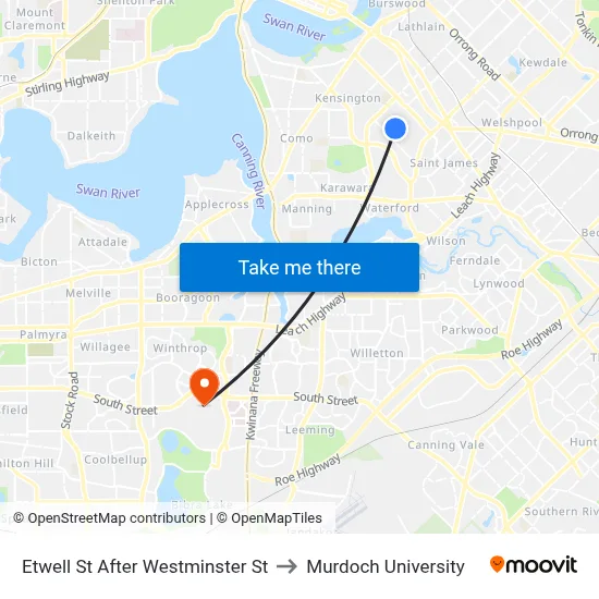 Etwell St After Westminster St to Murdoch University map