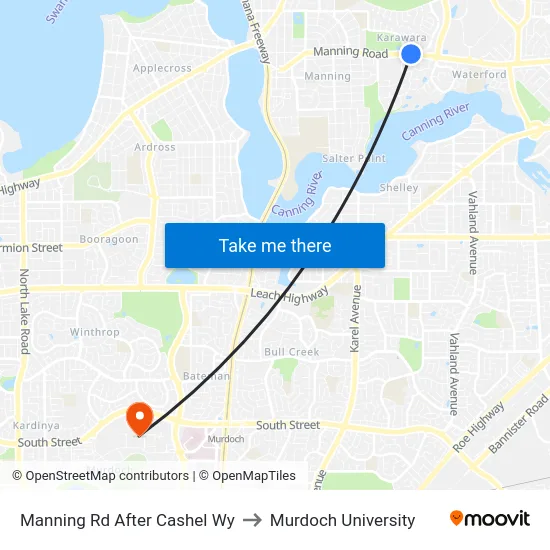 Manning Rd After Cashel Wy to Murdoch University map