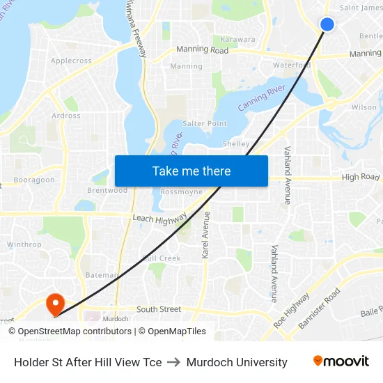 Holder St After Hill View Tce to Murdoch University map