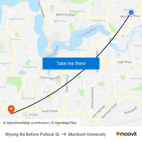 Wyong Rd Before Pollock St to Murdoch University map