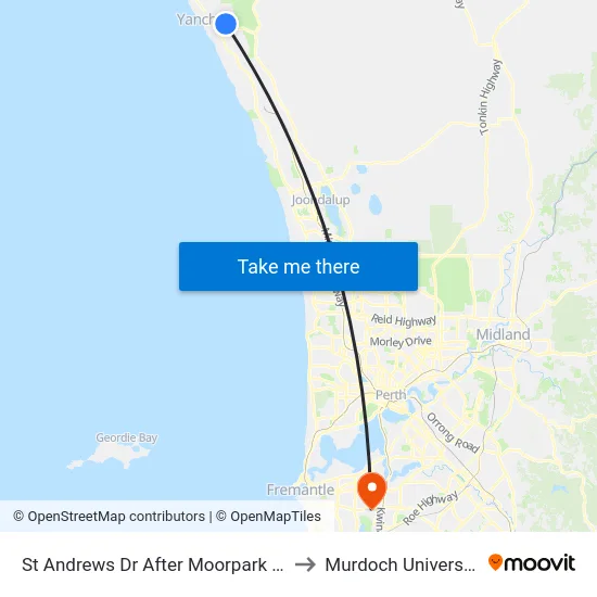St Andrews Dr After Moorpark Av to Murdoch University map