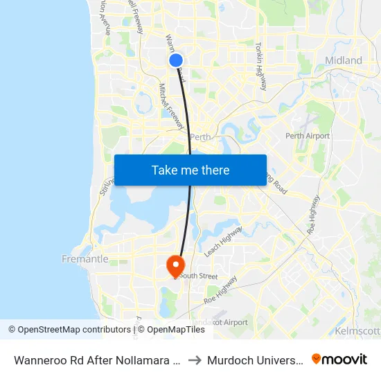 Wanneroo Rd After Nollamara Av to Murdoch University map