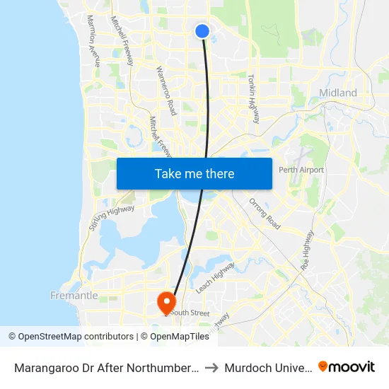 Marangaroo Dr After Northumberland Av to Murdoch University map