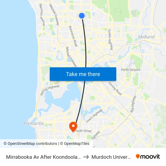 Mirrabooka Av After Koondoola Av to Murdoch University map