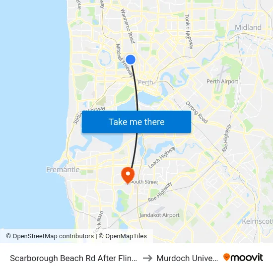 Scarborough Beach Rd After Flinders St to Murdoch University map