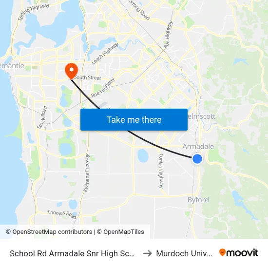 School Rd Armadale Snr High Sch Stand 2 to Murdoch University map