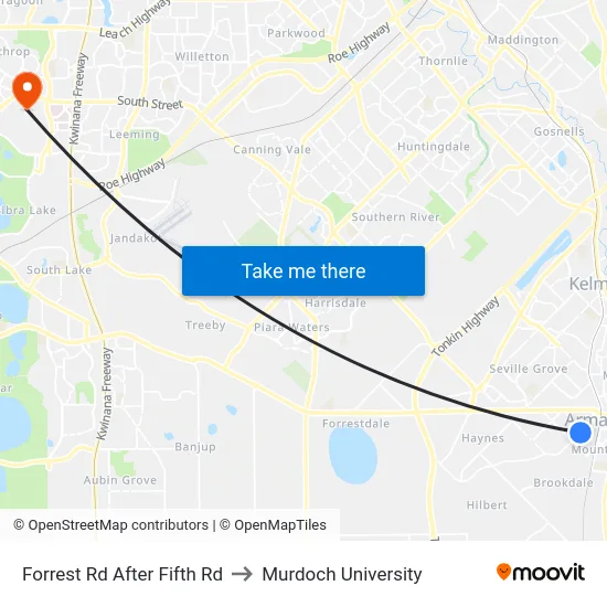 Forrest Rd After Fifth Rd to Murdoch University map