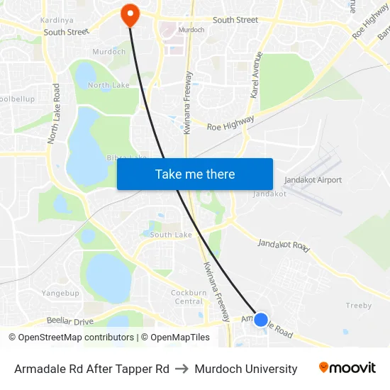 Armadale Rd After Tapper Rd to Murdoch University map