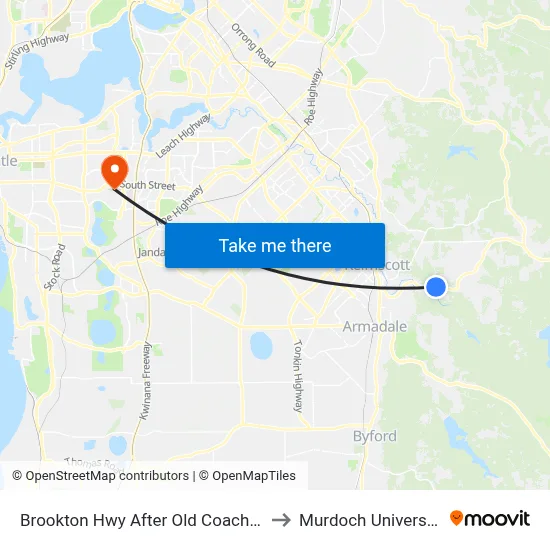Brookton Hwy After Old Coach Pl to Murdoch University map