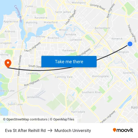 Eva St After Reihill Rd to Murdoch University map