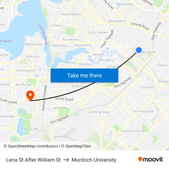 Lena St After William St to Murdoch University map