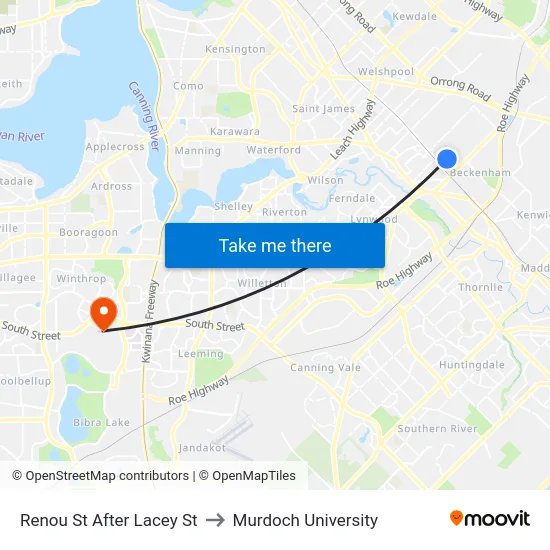 Renou St After Lacey St to Murdoch University map