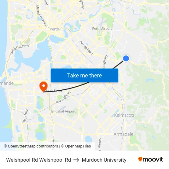 Welshpool Rd Welshpool Rd to Murdoch University map