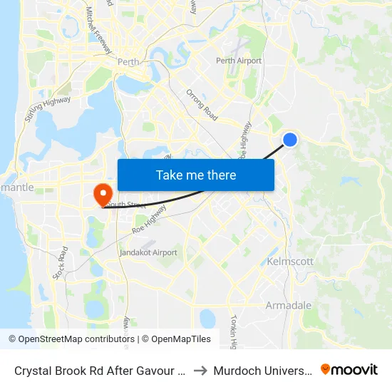 Crystal Brook Rd After Gavour Rd to Murdoch University map
