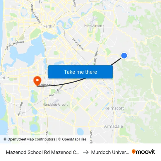 Mazenod School Rd Mazenod College to Murdoch University map
